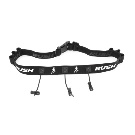 Ceinture porte dossard RUSH Energy Race belt Black avec 3 points de fixation et 6 porte gels | Les4Nages