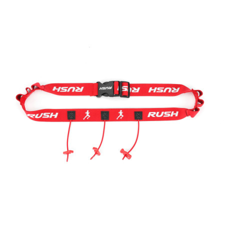 Ceinture porte dossard RUSH Energy Race belt Red avec 3 points de fixation et 6 porte gels | Les4Nages