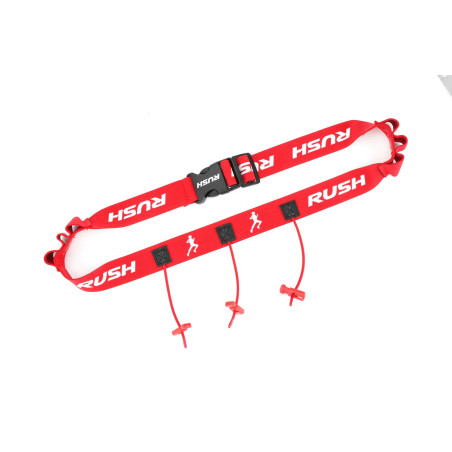 Ceinture porte dossard RUSH Energy Race belt Red avec 3 points de fixation et 6 porte gels | Les4Nages