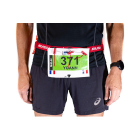 Ceinture porte dossard RUSH Energy Race belt Red avec 3 points de fixation et 6 porte gels