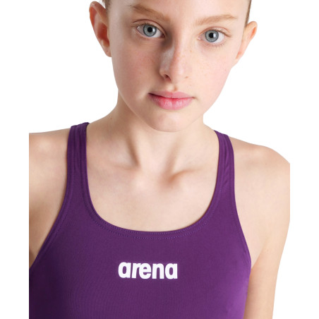 Arena Solid Team Swim Pro - Plum White - Maillot Fille Natation | Les4Nages