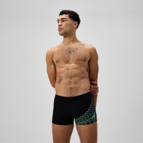 SPEEDO ECO MEDLEY LOGO Aquashort Black Green - Boxer homme natation