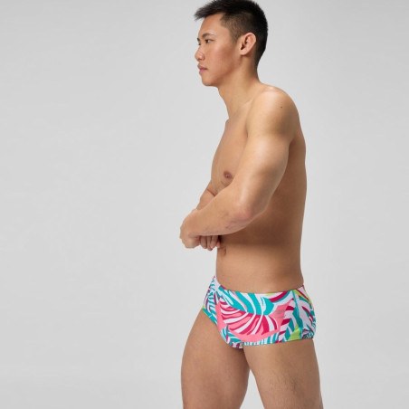 SPEEDO ECO+ ML PRINT 13.5CM BRIEF GREEN PINK - Maillot Natation | Les4Nages