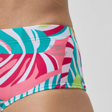SPEEDO ECO+ ML PRINT 13.5CM BRIEF GREEN PINK - Maillot Natation | Les4Nages