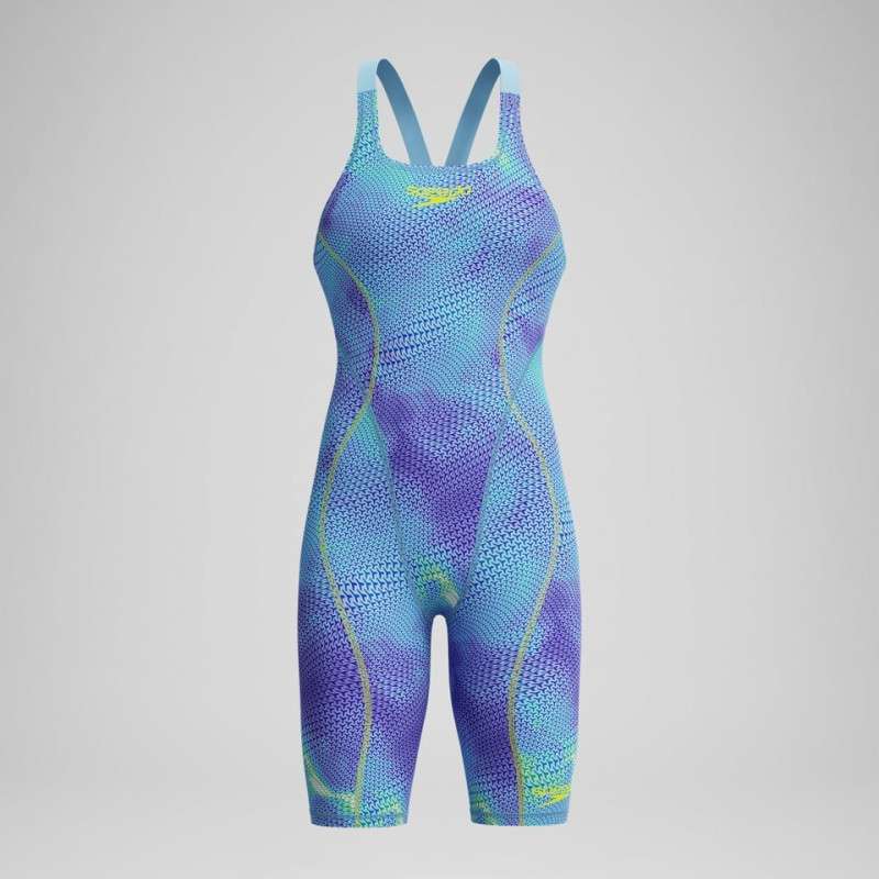 SPEEDO Fastskin LZR IGNITE OpenBack Kneeskin Dos Ouvert - Bleu Violet - Combinaison Natation Competition Femme | Les4Nages