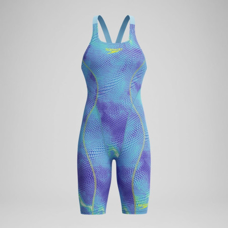 SPEEDO Fastskin LZR IGNITE OpenBack Kneeskin Dos Ouvert - Bleu Violet - Combinaison Natation Competition Femme | Les4Nages
