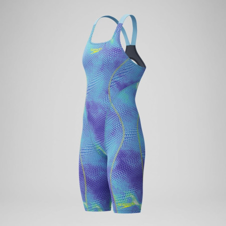 SPEEDO Fastskin LZR IGNITE OpenBack Kneeskin Dos Ouvert - Bleu Violet - Combinaison Natation Competition Femme | Les4Nages