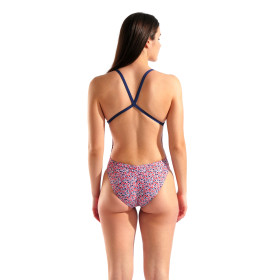 ARENA PEBBLES Swimsuit X Criss Cross Multi White Navy - Maillot Natation Femme 1 piece