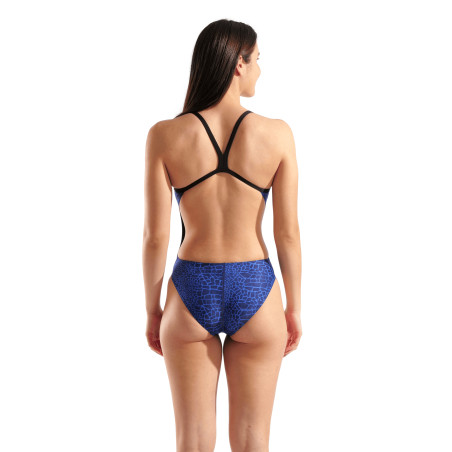 ARENA SNAKESKIN Swimsuit Challenge Back Black Team Royal - Maillot Natation Femme 1 piece | Les4Nages