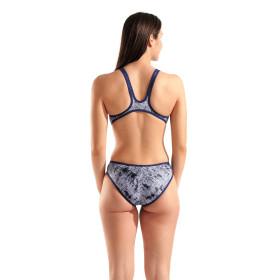 ARENA LACQUER ONE Multi White Navy - Maillot Natation Femme 1 piece