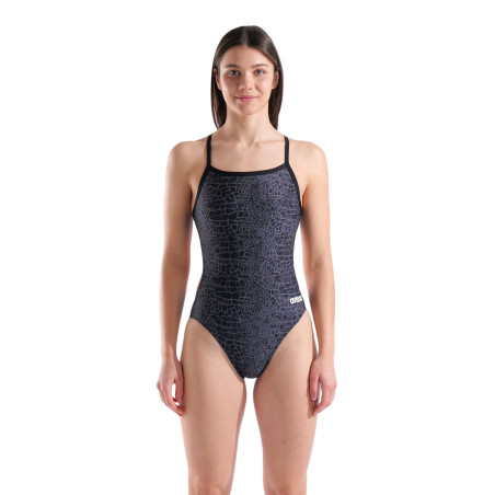 ARENA SNAKESKIN Swimsuit Challenge Back Black Team Black- Maillot Natation Femme 1 piece | Les4Nages