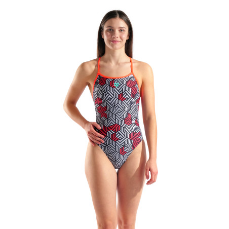 ARENA GEOMETRY Booster Back Multi Black Bright Coral - Maillot Natation Femme 1 piece | Les4Nages ARENA GEOMETRY Booster Back Multi Black Bright Coral - Maillot Natation Femme 1 piece | Les4Nages