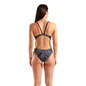 ARENA COLORS BOOK Multi Black Bright Coral Swim Tech Back - Maillot Natation Femme 1 piece