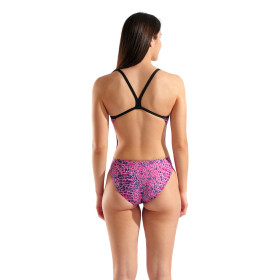 ARENA SNAKESKIN Swimsuit Challenge Back BLACK PINK MULTI - Maillot Natation Femme 1 piece
