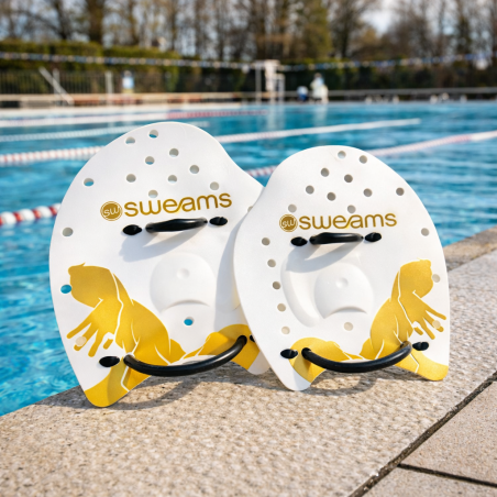 Plaquettes Natation SWEAMS SWIM Paddle - Strong Swimmer White Gold | Les4Nages