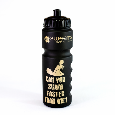 Bidon NATATION SWEAMS Can you swim faster than me - Black Matt GOLD - 750ml | Les4Nages
