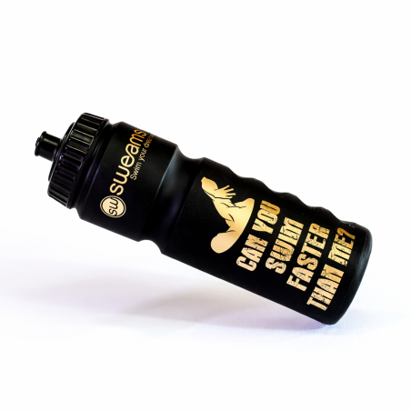 Bidon NATATION SWEAMS Can you swim faster than me - Black Matt GOLD - 750ml | Les4Nages