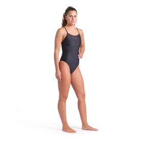 Arena SOLID SWIMSUIT LIGHTDROP BACK Black Black - Maillot Natation Femme 1 piece