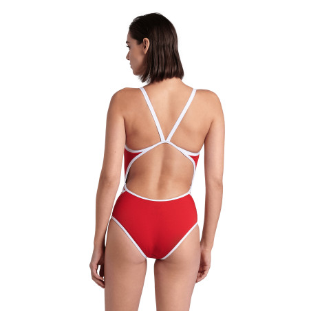 Arena ICONS Super Fly Back Solid RED White - Maillot Natation Femme 1 piece | Les4Nages
