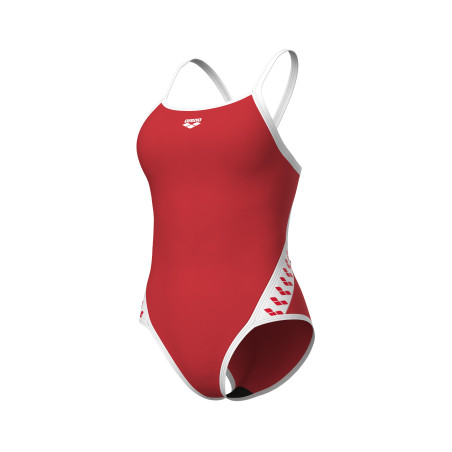 Arena ICONS Super Fly Back Solid RED White - Maillot Natation Femme 1 piece | Les4Nages