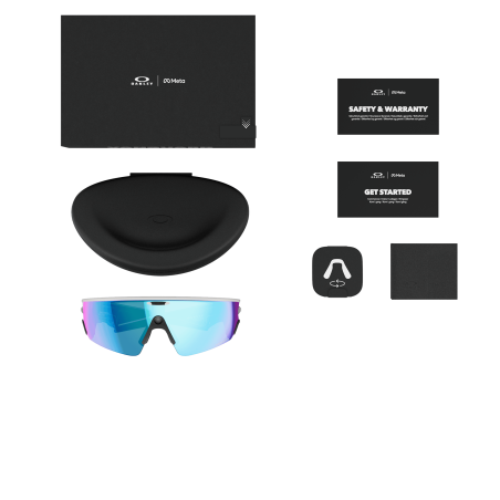 OAKLEY META VANGUARD AI White avec verres Prizm Saphir - Lunettes solaires connectées avec Caméra et écouteurs intégrés | Les4Nages