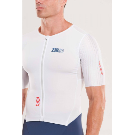 ZEROD TTSuit RACER Smoke White - Trifonction Triathlon Homme manches courtes | Les4Nages