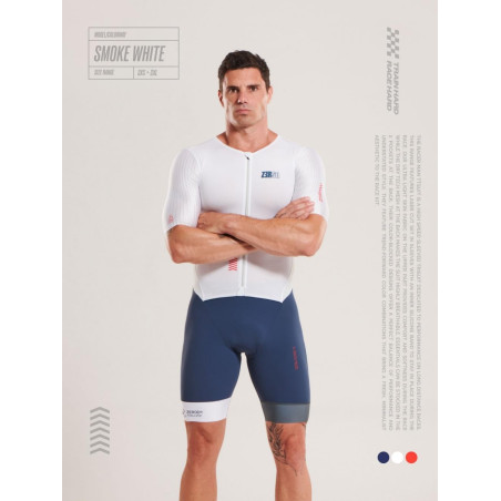 ZEROD TTSuit RACER Smoke White - Trifonction Triathlon Homme manches courtes | Les4Nages