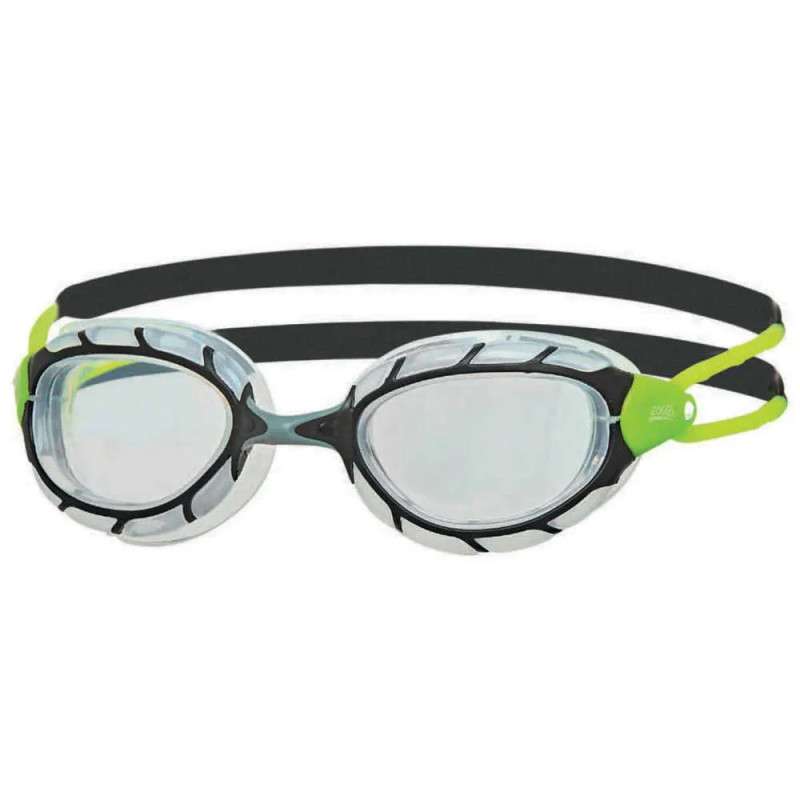 ZOGGS Predator Black Green Clear Regular Fit- Lunettes triathlon et eau libre | Les4Nages