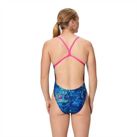 Speedo PRINTED V-BACK Navy Blue - Maillot femme 1 pièce | Les4Nages Speedo PRINTED V-BACK Navy Blue - Maillot femme 1 pièce | Les4Nages