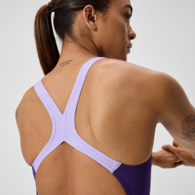 Speedo SOLID Powerback Violet - Maillot femme 1 pièce