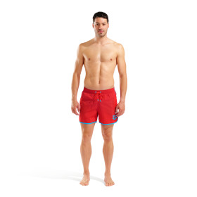 Short de Plage ARENA Men's Arena Big Logo Borders Beach Short RED-TURQUOISE
