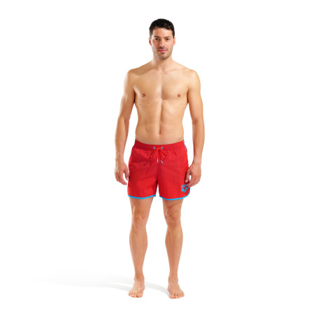 Short de Plage ARENA Men's Arena Big Logo Borders Beach Short RED-TURQUOISE | Les4Nages