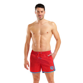 Short de Plage ARENA Men's Arena Big Logo Borders Beach Short RED-TURQUOISE