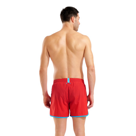 Short de Plage ARENA Men's Arena Big Logo Borders Beach Short RED-TURQUOISE | Les4Nages