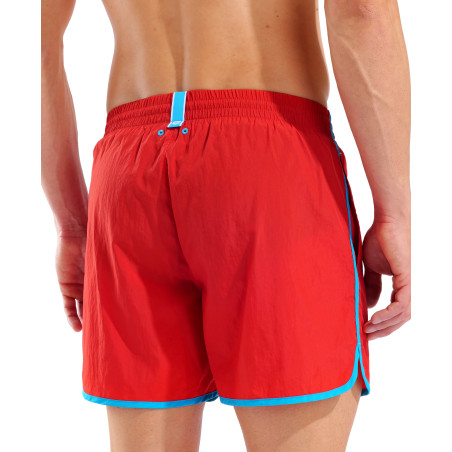 Short de Plage ARENA Men's Arena Big Logo Borders Beach Short RED-TURQUOISE | Les4Nages