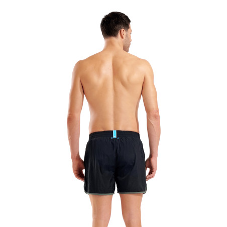 Short de Plage ARENA Men's Arena Big Logo Borders Beach Short BLACK-SAGE | Les4Nages