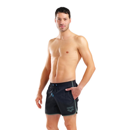 Short de Plage ARENA Men's Arena Big Logo Borders Beach Short BLACK-SAGE | Les4Nages
