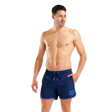 Short de Plage ARENA Men's Arena Big Logo Borders Beach Short NAVY-NEON BLUE | Les4Nages