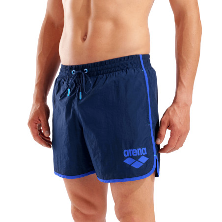 Short de Plage ARENA Men's Arena Big Logo Borders Beach Short NAVY-NEON BLUE | Les4Nages