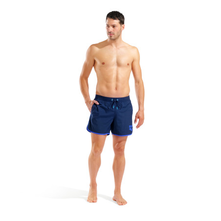 Short de Plage ARENA Men's Arena Big Logo Borders Beach Short NAVY-NEON BLUE | Les4Nages