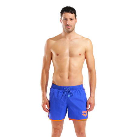 Short de Plage ARENA Men's Arena Big Logo Borders Beach Short NEON BLUE-TEAM ORANGE | Les4Nages