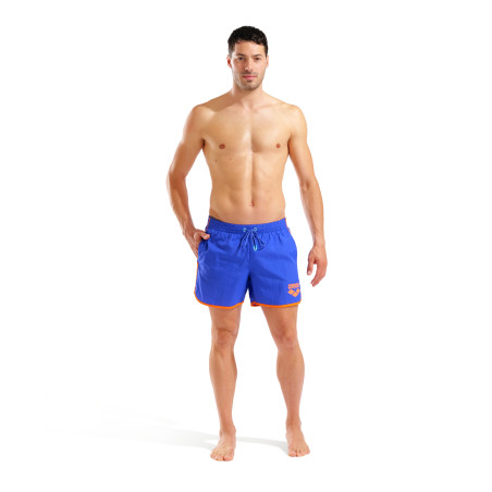 Short de Plage ARENA Men's Arena Big Logo Borders Beach Short NEON BLUE-TEAM ORANGE | Les4Nages