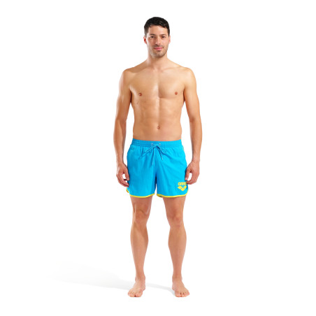 Short de Plage ARENA Men's Arena Big Logo Borders Beach Short TURQUOISE-YELLOW STAR | Les4Nages