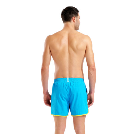 Short de Plage ARENA Men's Arena Big Logo Borders Beach Short TURQUOISE-YELLOW STAR | Les4Nages