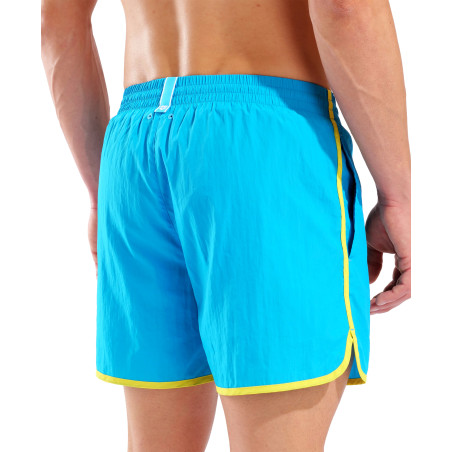 Short de Plage ARENA Men's Arena Big Logo Borders Beach Short TURQUOISE-YELLOW STAR | Les4Nages
