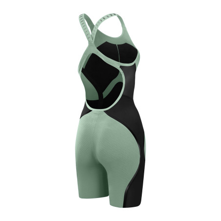 SPEEDO FastSkin LZR PURE INTENT 2.0 OpenBack Kneeskin Dos Ouvert - Green Black-Combinaison Natation Competition Femme | Les4Nages