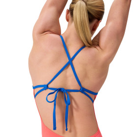 Speedo FL SOLID Tie Back Orange Blue - Maillot femme 1 pièce