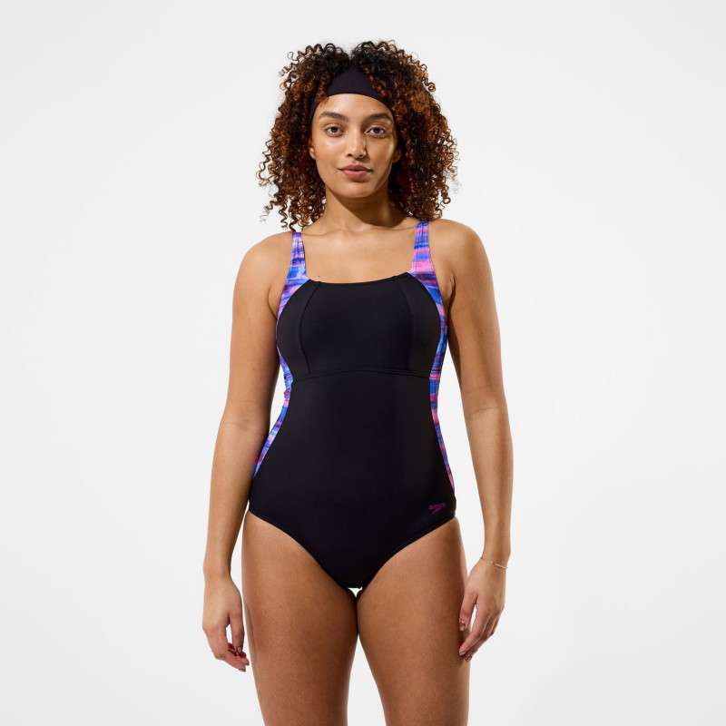 Speedo Shaping LUNA LUSTRE Black Purplr - Maillot Aquagym et Natation Femme | Les4Nages