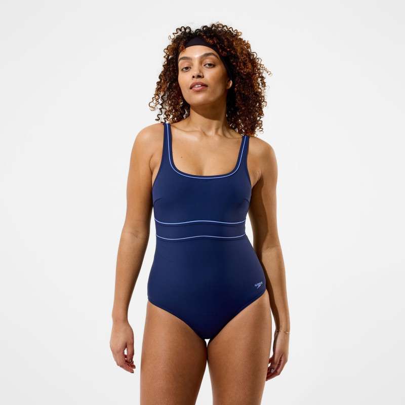 Speedo SOLID Contour Eclipse Navy - Maillot femme 1 pièce | Les4Nages