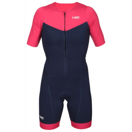 MAKO Team Set-In Hot Pink Navy - Trifonction Femme Triathlon Manches Courtes | Les4Nages